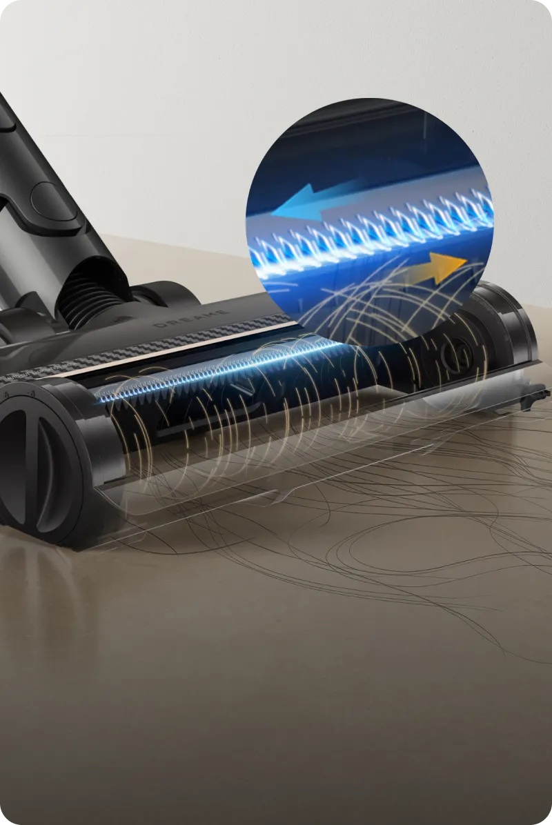 Dreame Z30 Pro Aqua-A Aspirador fregona con cepillo TangleCut de dos cuchillas para una limpieza sin enredos.